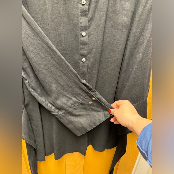 Go Silk Black 100% Linen 3/4 Sleeve Button Up Size 3X - Picture 7 of 8